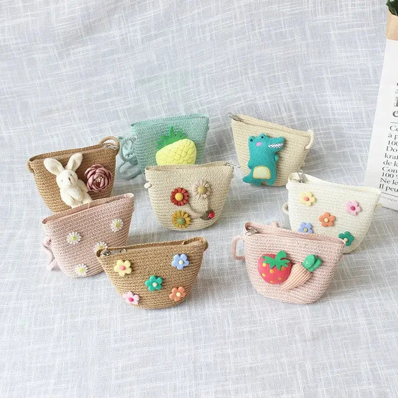 Summer Children's Straw Woven Messenger Bag Lovely Girls Small Coin Purse Handbags Baby Kids Mini Shoulder Bags Princess Wallet XTREME Design Store