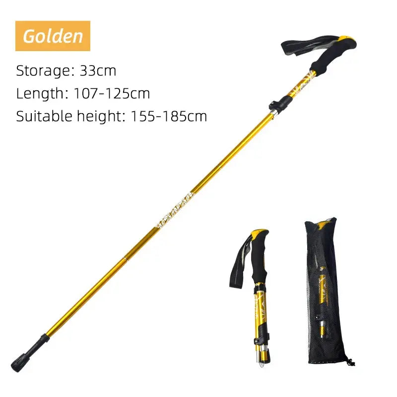5 Section Outdoor Fold Trekking Pole Camping Portable Walking Hiking Stick For Nordic Elderly Telescopic Easy Put Into Bag 1 PCS PACOONE Camp Store