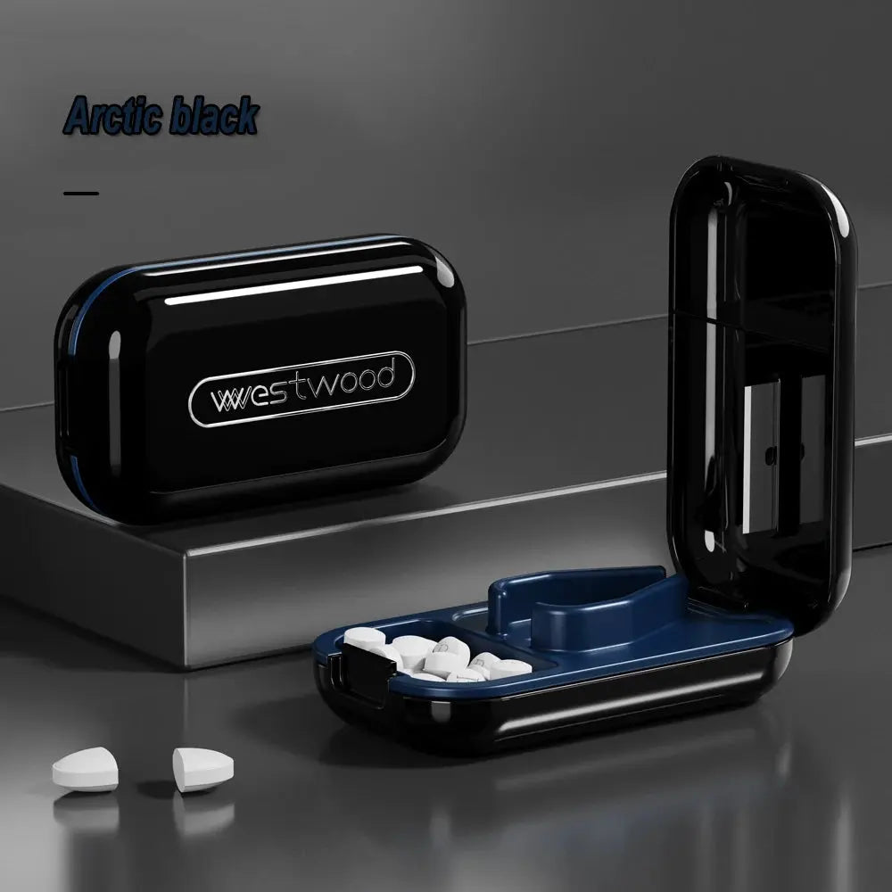 Pill Cutter With Invisible Storage Box Portable 2 In 1 Mini Drug Tablet Medicine Small Small Medicine Box Health Care Pills Case UNTIOR Magic Life Store Store