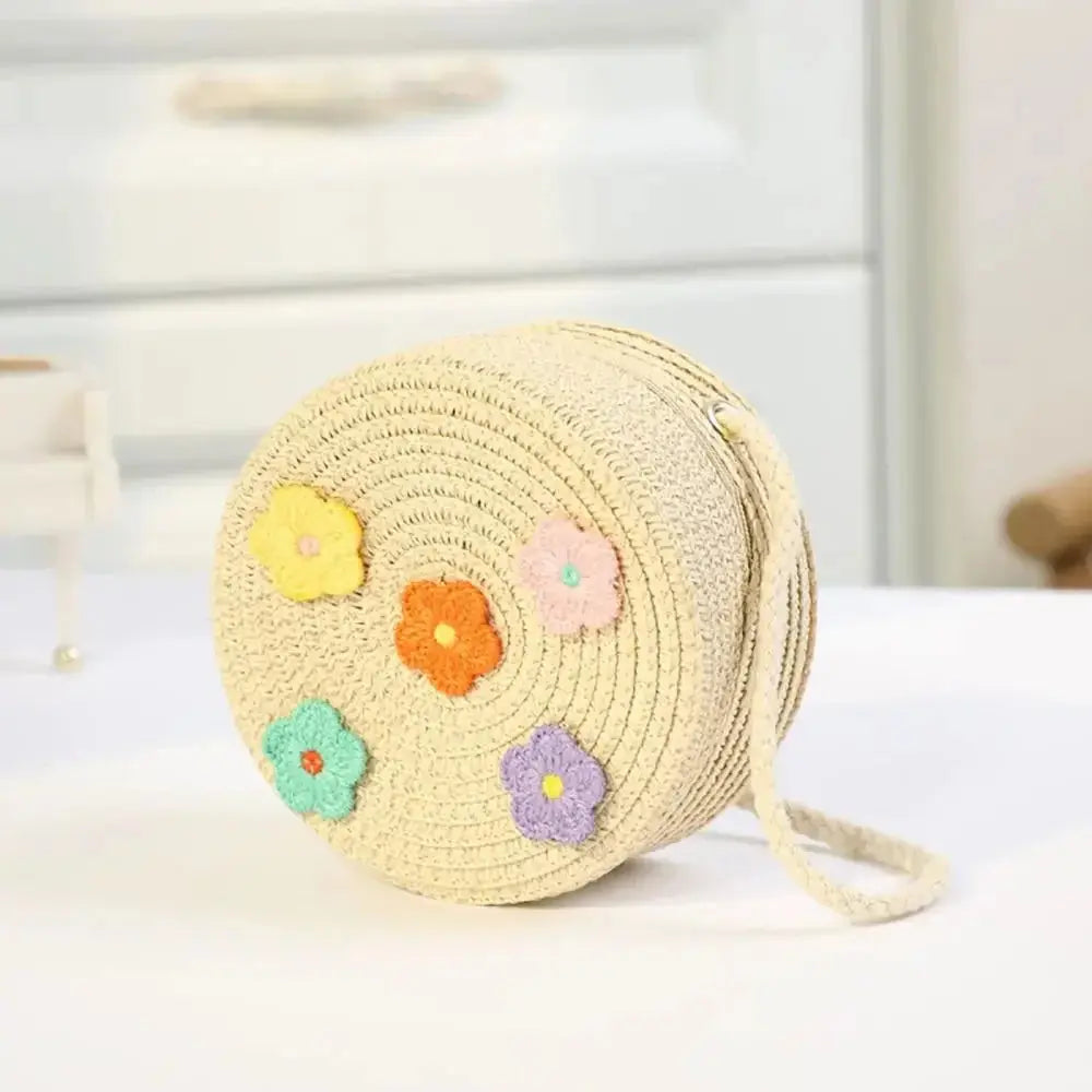 Children Straw Beach Bag Cute Heart Pattern Shoulder Bag Straw Crossbody Bag Handbag Baby Coin Purse Casual Messenger Bag Fashion Bags Store Store