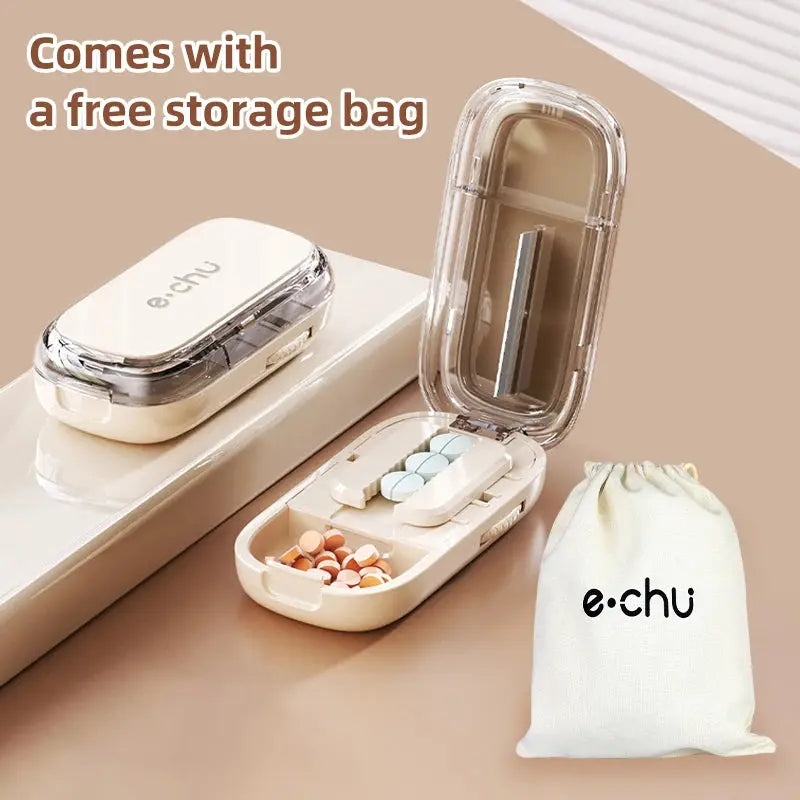 Pill Cutter With Invisible Storage Box Portable 2 In 1 Mini Drug Tablet Medicine Small Small Medicine Box Health Care Pills Case UNTIOR Magic Life Store Store