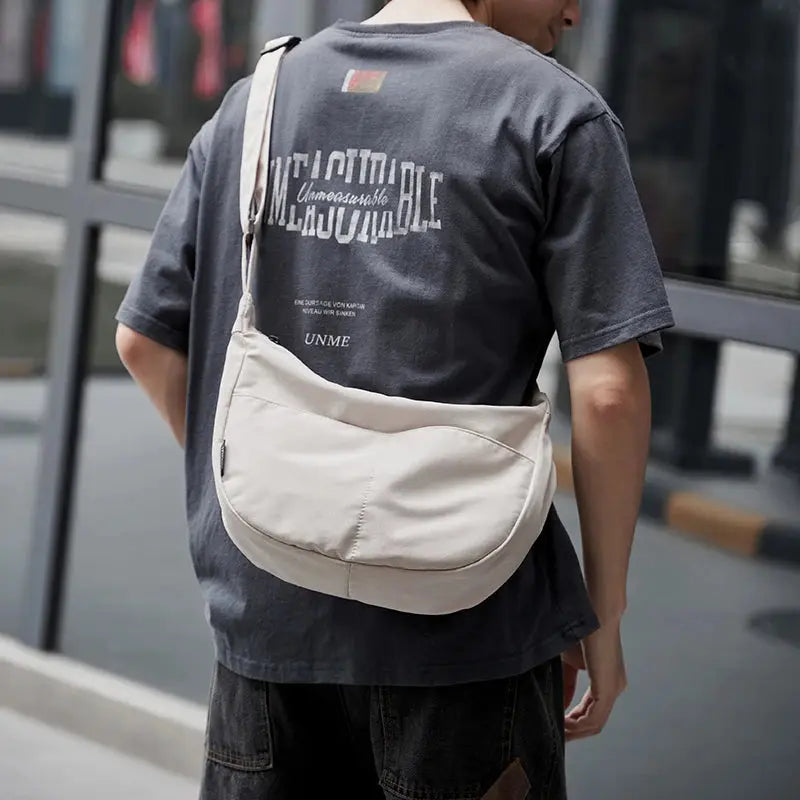 MOYYI Light Weight Minimalism Hobo Crossbody Bag Men Women Fashion Thin Banana Crescent Shoulder Bag Nylon Cross Body iPad Bag MOYYI Official Store