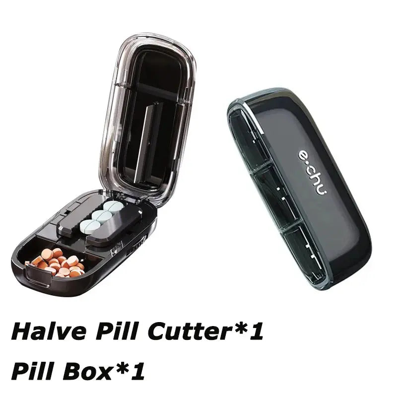 Pill Cutter With Invisible Storage Box Portable 2 In 1 Mini Drug Tablet Medicine Small Small Medicine Box Health Care Pills Case UNTIOR Magic Life Store Store
