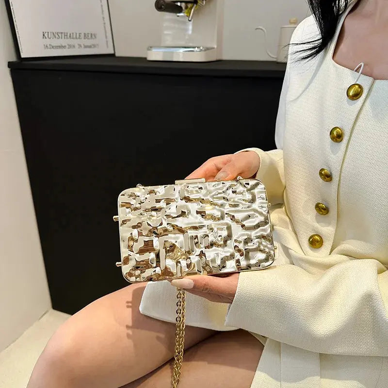 MOODS Luxury Golden Evening Bags For Women Wedding Dinner Party Chain Shoulder Cross Body Bag 2024 Designer Purses And Handbags The Moods Boutique Store