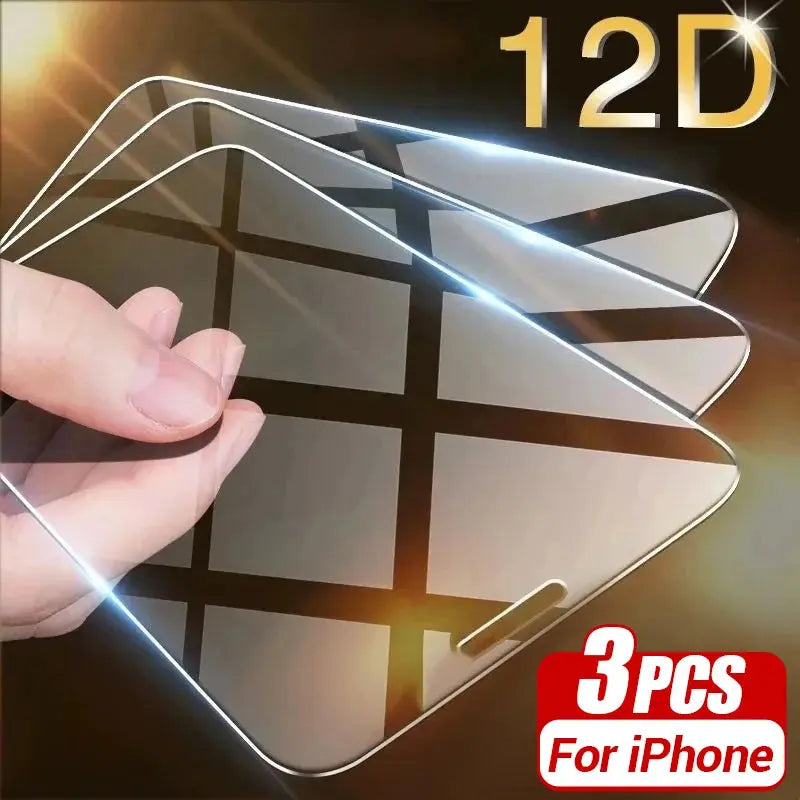 3Pcs Tempered Glass For iPhone 14 13 15 11 16 Pro Max Screen Protector for iPhone 15 Plus XR X XS Max 6 8 7 Plus SE 2020 Glass KENNAGE Official Store