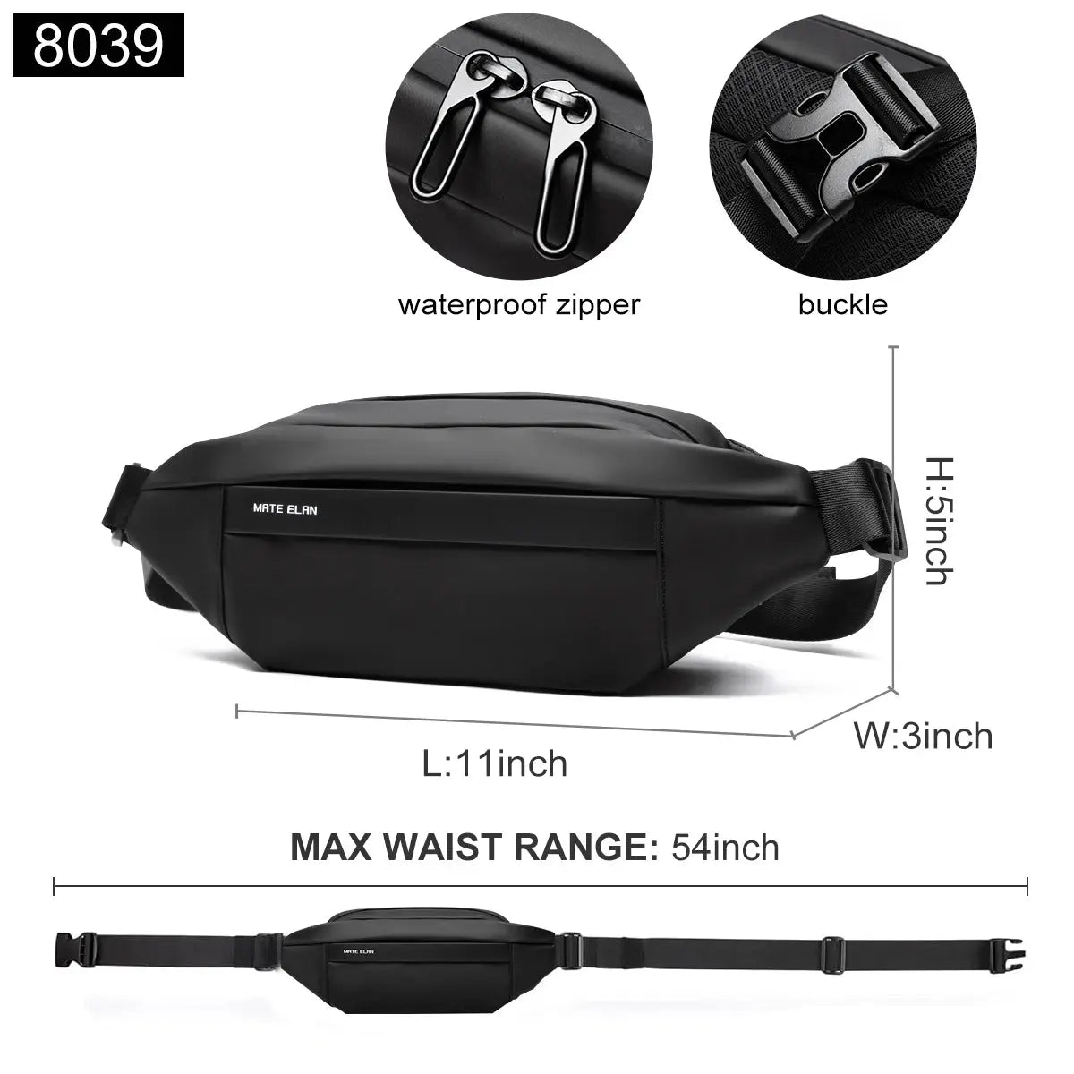 Fashionable Solid Waterproof  Men's Crossbody Shoulder Bag Daily Travel Sports Fanny Pack Bumbag Trend Phone Waist Bag MATE ELAN Official Store