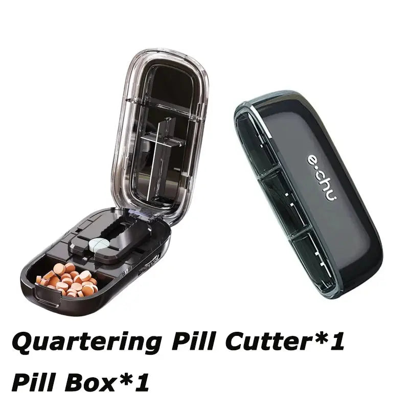 Pill Cutter With Invisible Storage Box Portable 2 In 1 Mini Drug Tablet Medicine Small Small Medicine Box Health Care Pills Case UNTIOR Magic Life Store Store