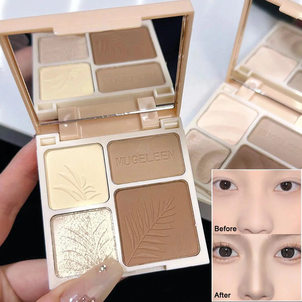 4 Colors Highlighter Contour 3D Facial Bronzer Cosmetic Brightening Beige Matte Highlights Palette Eye Shadow Nose Powder Makeup KEMZLA Store