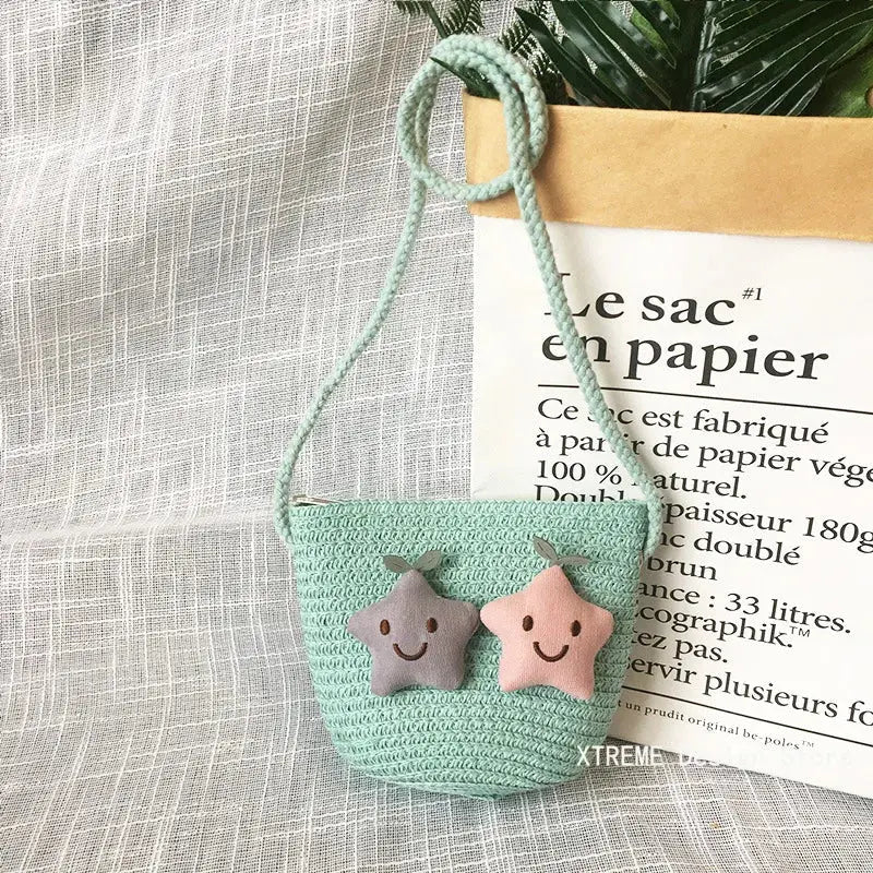 Summer Children's Straw Woven Messenger Bag Lovely Girls Small Coin Purse Handbags Baby Kids Mini Shoulder Bags Princess Wallet XTREME Design Store