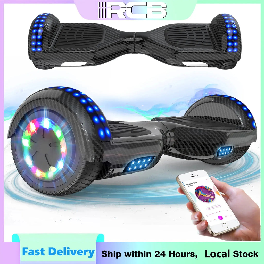 RCB Hoverboard, 6.5 Inch Two Wheel Hoverboard with Bluetooth Speaker with LED Light, Hoverboard Great Gift for Kids and Adults RCB Ship Store