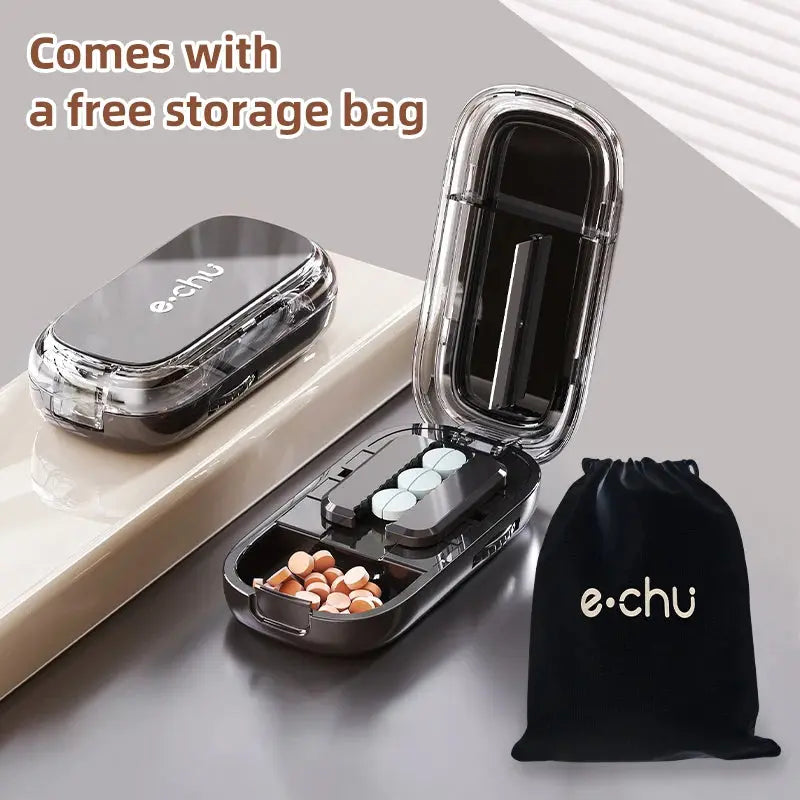 Pill Cutter With Invisible Storage Box Portable 2 In 1 Mini Drug Tablet Medicine Small Small Medicine Box Health Care Pills Case UNTIOR Magic Life Store Store