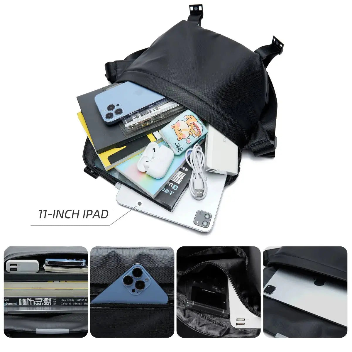 Ins Korean Style Men Waterproof Magnetic Buckle Crossbody Messenger Bag Daily Outdoor Travel Cycling iPad Camera Shoulder Bag MATE ELAN Official Store