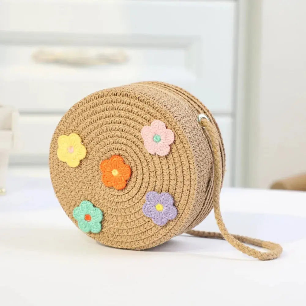 Children Straw Beach Bag Cute Heart Pattern Shoulder Bag Straw Crossbody Bag Handbag Baby Coin Purse Casual Messenger Bag Fashion Bags Store Store