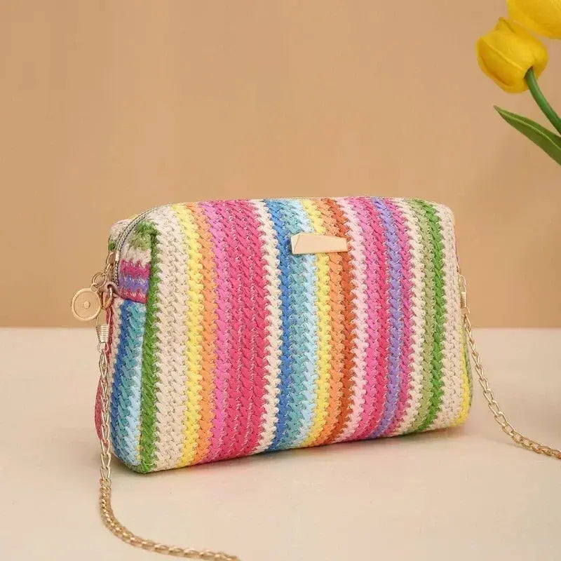 Rattan Knitting Women Straw Bag Beach Summer Chain Small Purse and Handbag Female Shoulder Crossbody Bags Travel Design Flap Bag Shop1102663324 Store