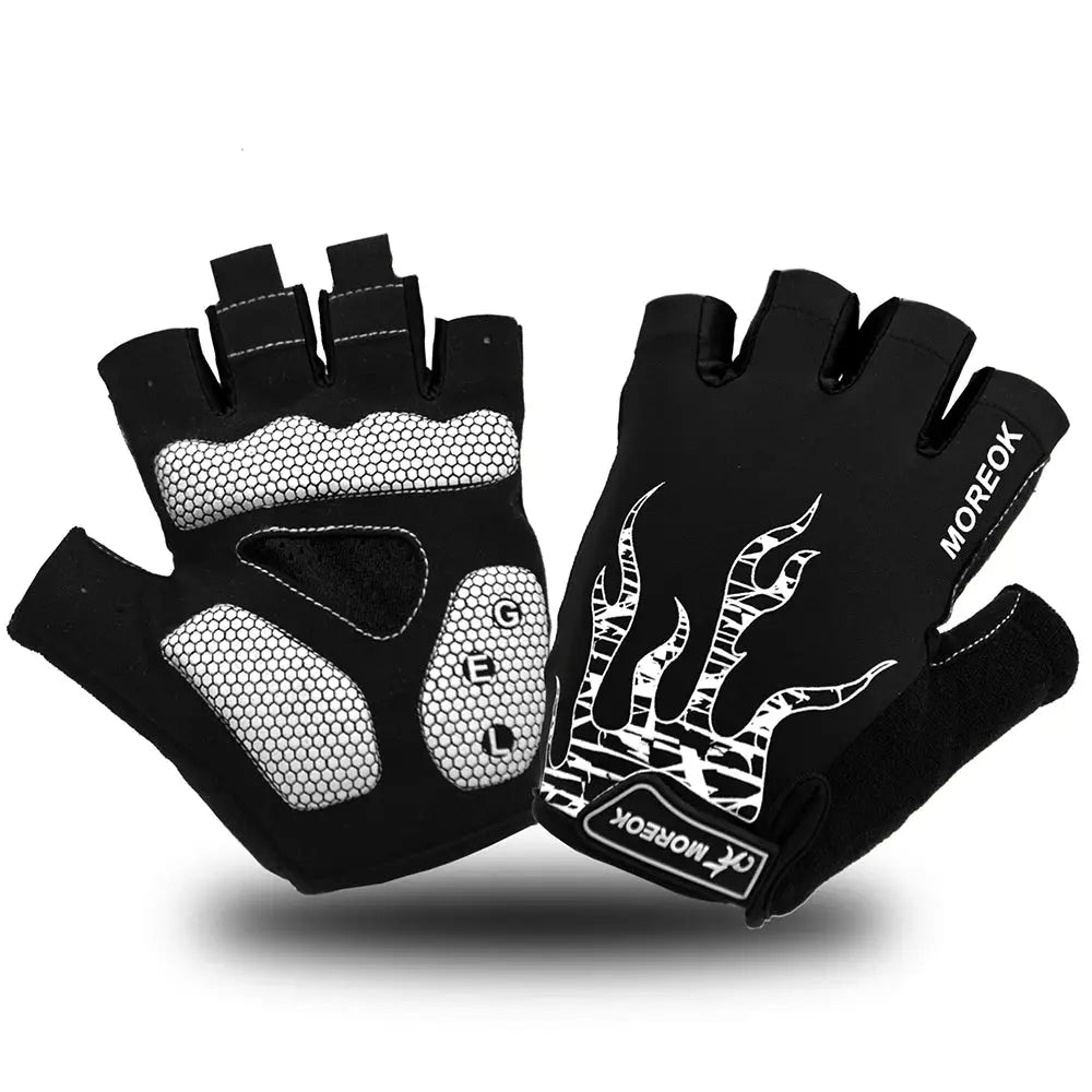 MOREOK Bike Gloves Breathable 5mm Gel Pads MTB Mountain Road Bicycle Gloves Shock-absorbing Half Finger Cycling Gloves Men Women MOREOK Official Store