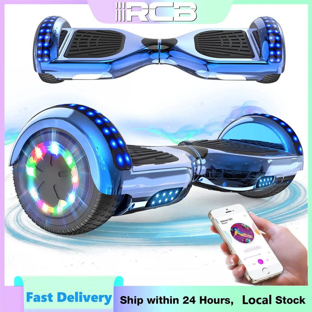 RCB Hoverboard, 6.5 Inch Two Wheel Hoverboard with Bluetooth Speaker with LED Light, Hoverboard Great Gift for Kids and Adults RCB Ship Store