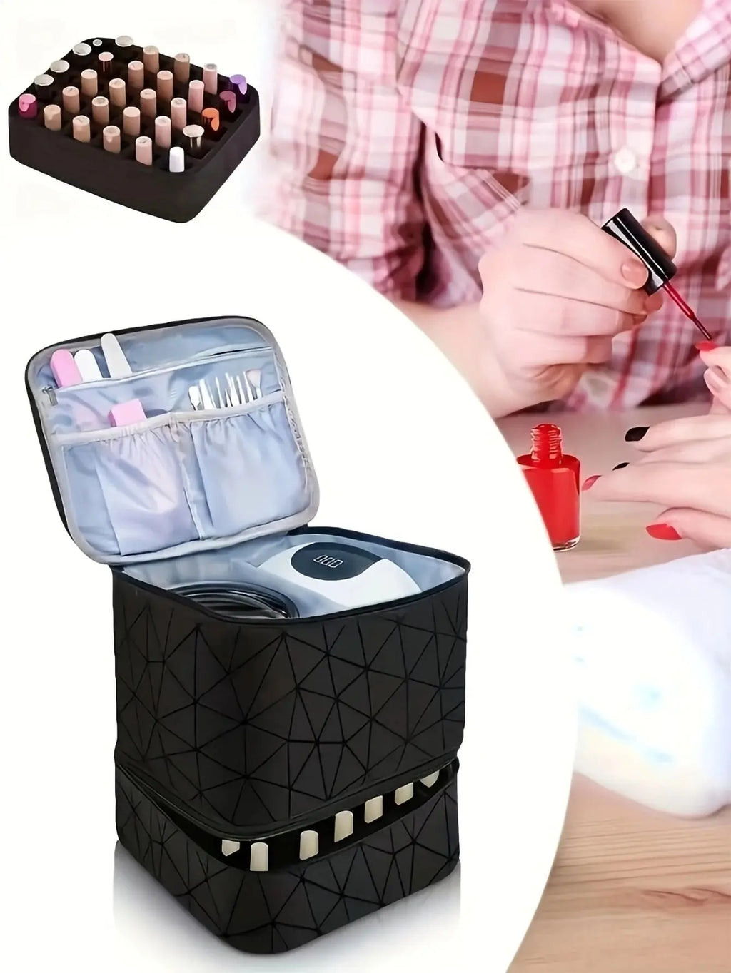 Women's Portable Double-layer Nail Polish Storage Bag Organizer Travel Essential Oil Storage Box Multi-function Storage Bag Zilla Bag Store
