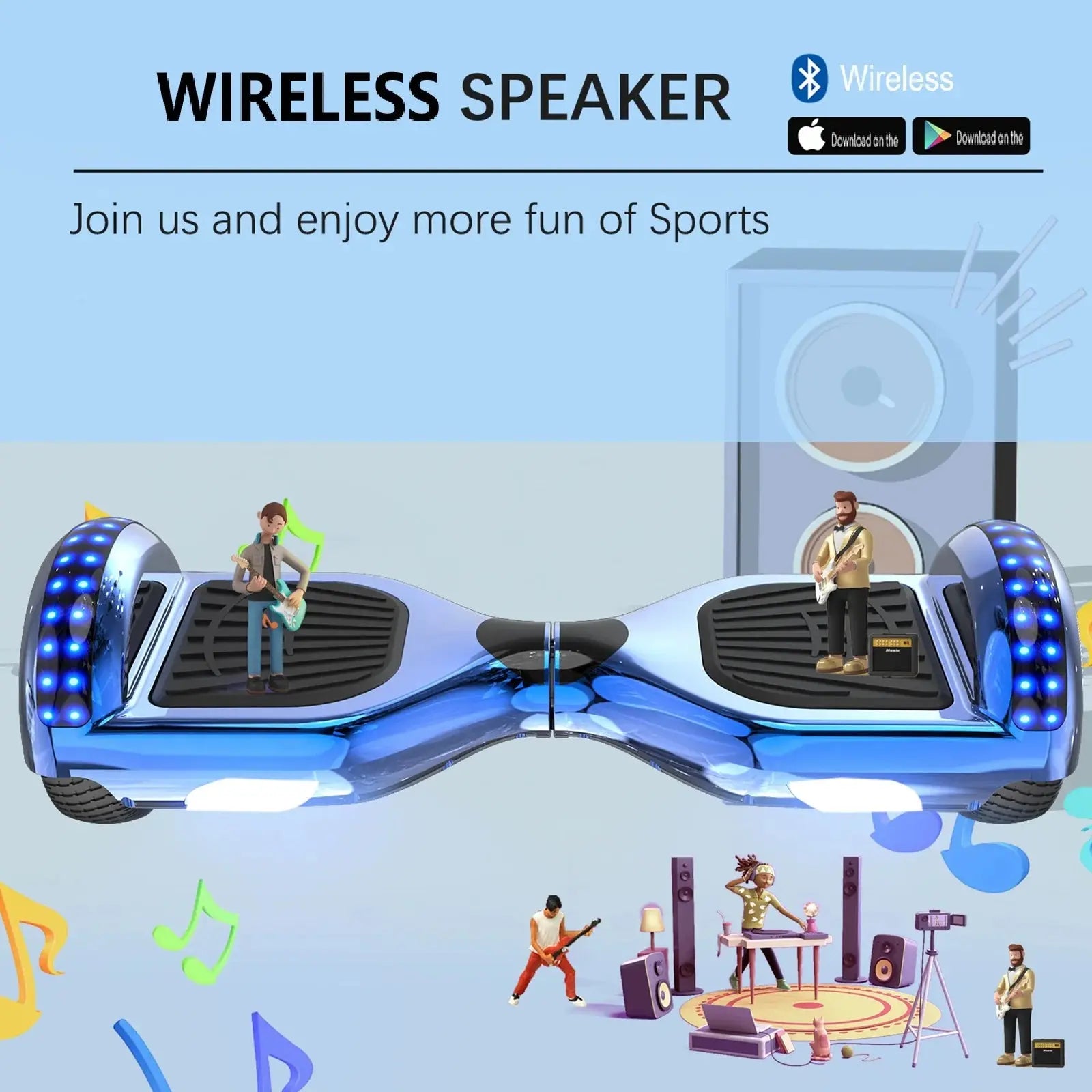 RCB Hoverboard, 6.5 Inch Two Wheel Hoverboard with Bluetooth Speaker with LED Light, Hoverboard Great Gift for Kids and Adults RCB Ship Store