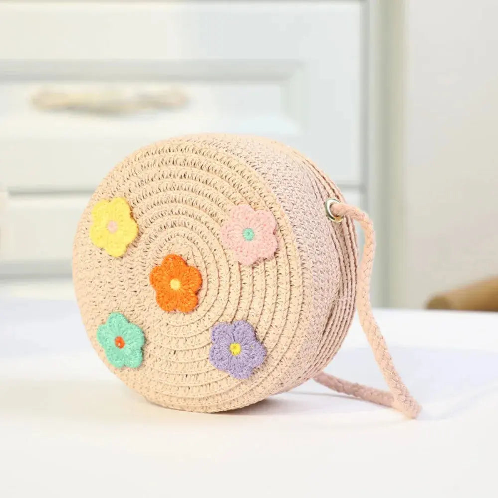 Children Straw Beach Bag Cute Heart Pattern Shoulder Bag Straw Crossbody Bag Handbag Baby Coin Purse Casual Messenger Bag Fashion Bags Store Store