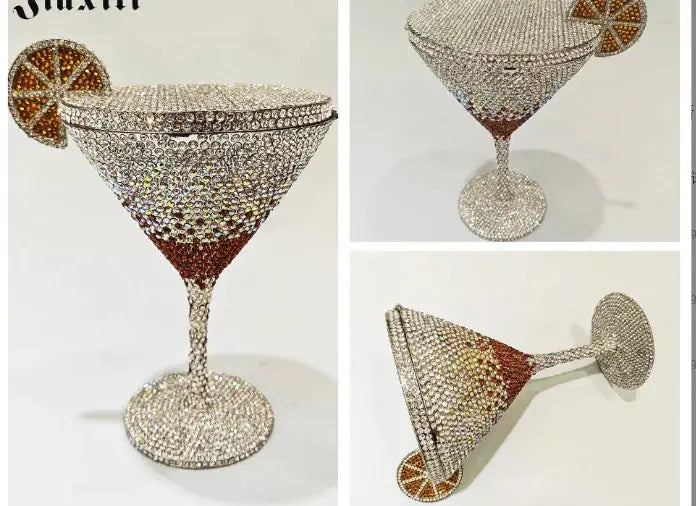 Jewels Martini purse Diamond Evening Purses Crystals Bridal Handbag Dinner Clutches jewelry Purses Rhinestone Party Clutch Bags XIYUAN XIYUAN Official Store