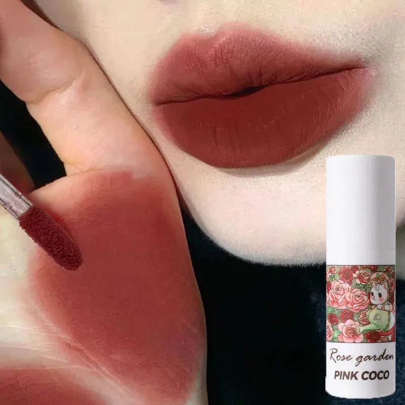 Rose Garden Matte Muse Lip Mud Liquid Lipstick Waterproof Nude Lip Gloss Long Lasting Non-stick Cup Sexy Women Lipgloss Cosmetic MEIGR Cosmetic Store