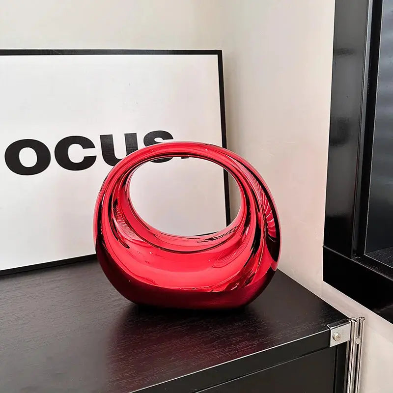 MOODS Golden Evening Handbag For Women PVC Wrist Bag Dinner Party Wedding Round Handle Clutch Purse 2024 Luxury Designer Handbag The Moods Boutique Store