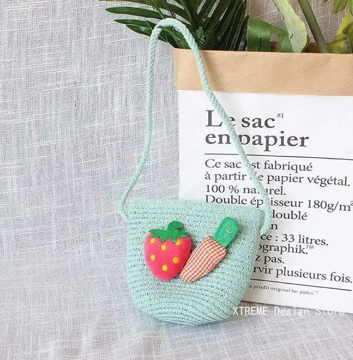 Summer Children's Straw Woven Messenger Bag Lovely Girls Small Coin Purse Handbags Baby Kids Mini Shoulder Bags Princess Wallet XTREME Design Store