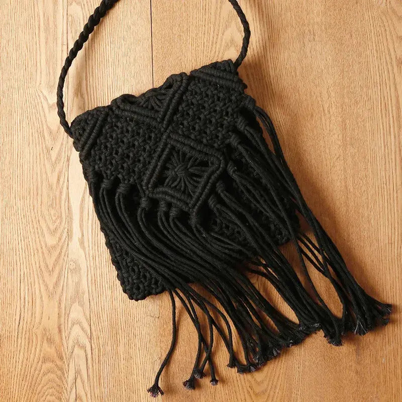 Handmade Cotton Woven Knitted Tassel Crossbody Bag Vintage Shoulder Messenger Bag Female Fashion Beach Summer Handbags 2023 bag Angel LOVE Bag Store