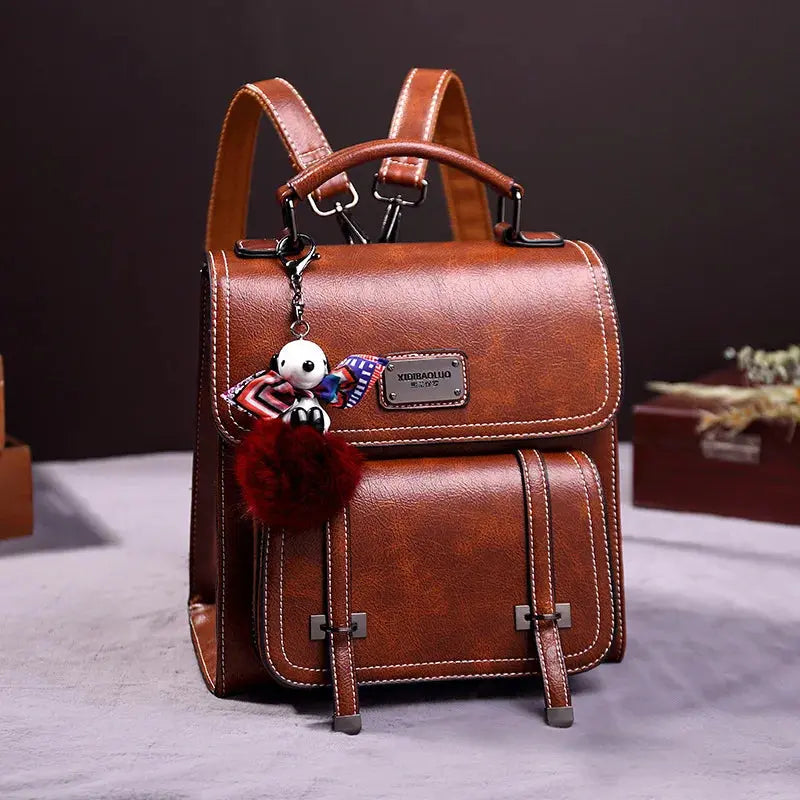 Vintage Women's Backpack 2025 New PU Leather Girls Shoulder Bag Multifunctional Large Capacity Crossbody Bags Student Backpacks Angel Wish Store