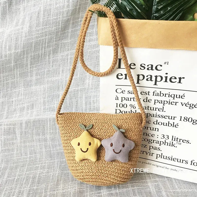 Summer Children's Straw Woven Messenger Bag Lovely Girls Small Coin Purse Handbags Baby Kids Mini Shoulder Bags Princess Wallet XTREME Design Store