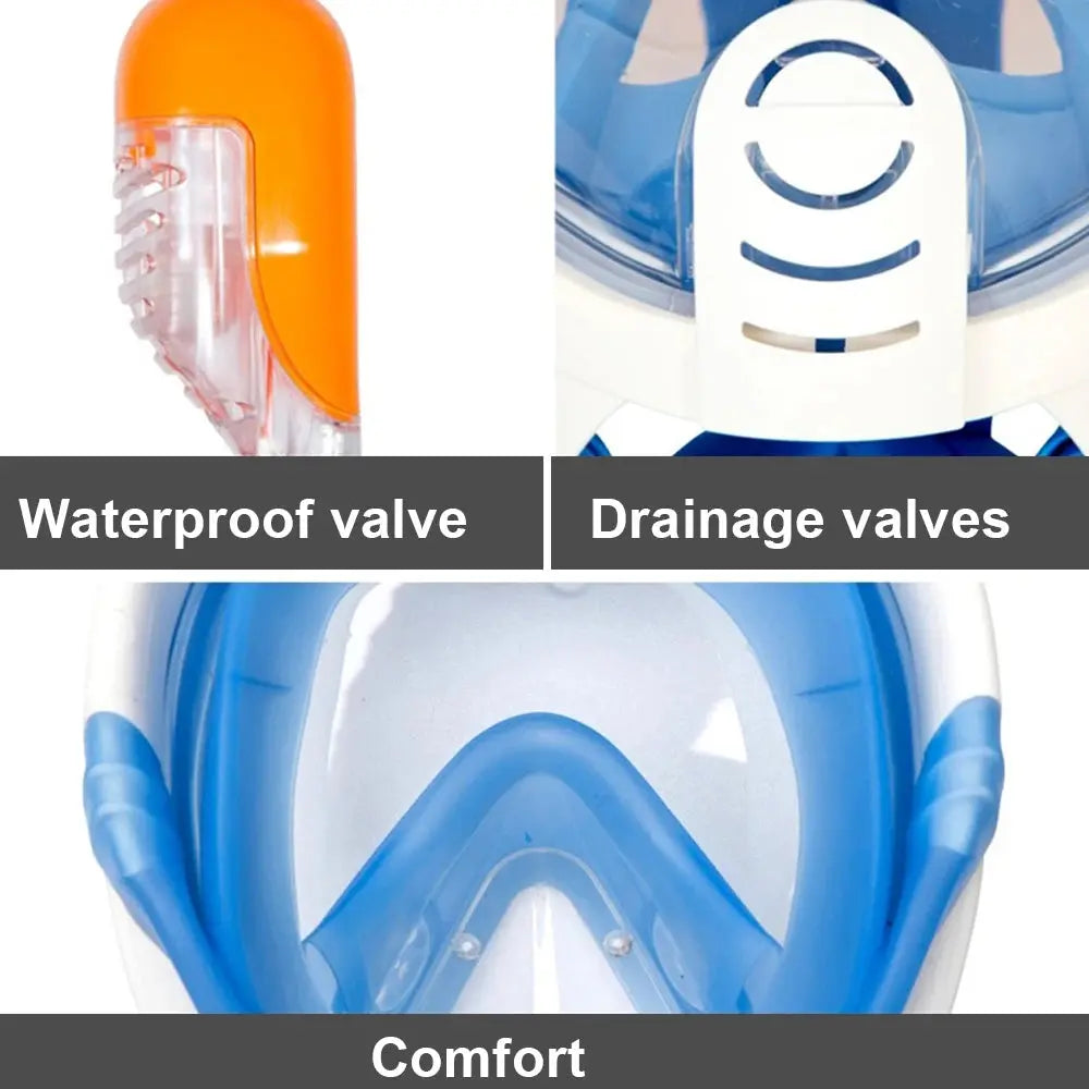 Underwater Scuba Anti Fog Full Face Diving Mask Snorkeling Respiratory Masks Safe Waterproof Swimming Equipment for Adult Kids XIAOTERR Store