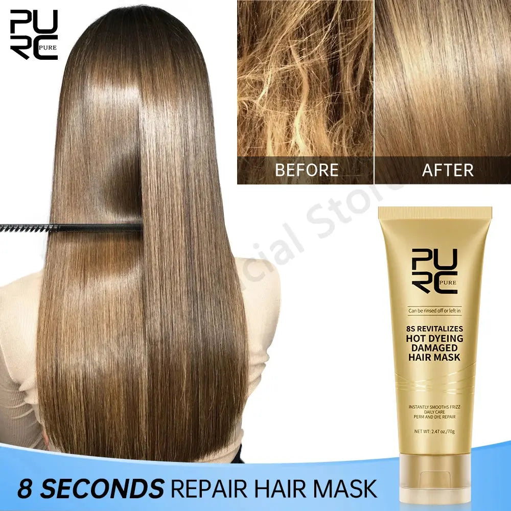 PURC 8 Seconds Hair Mask Smoothing Straightening Keratin Hair Treatment Cream Soft Repair Damaged Frizz Professional Hair Care PURC Official Store