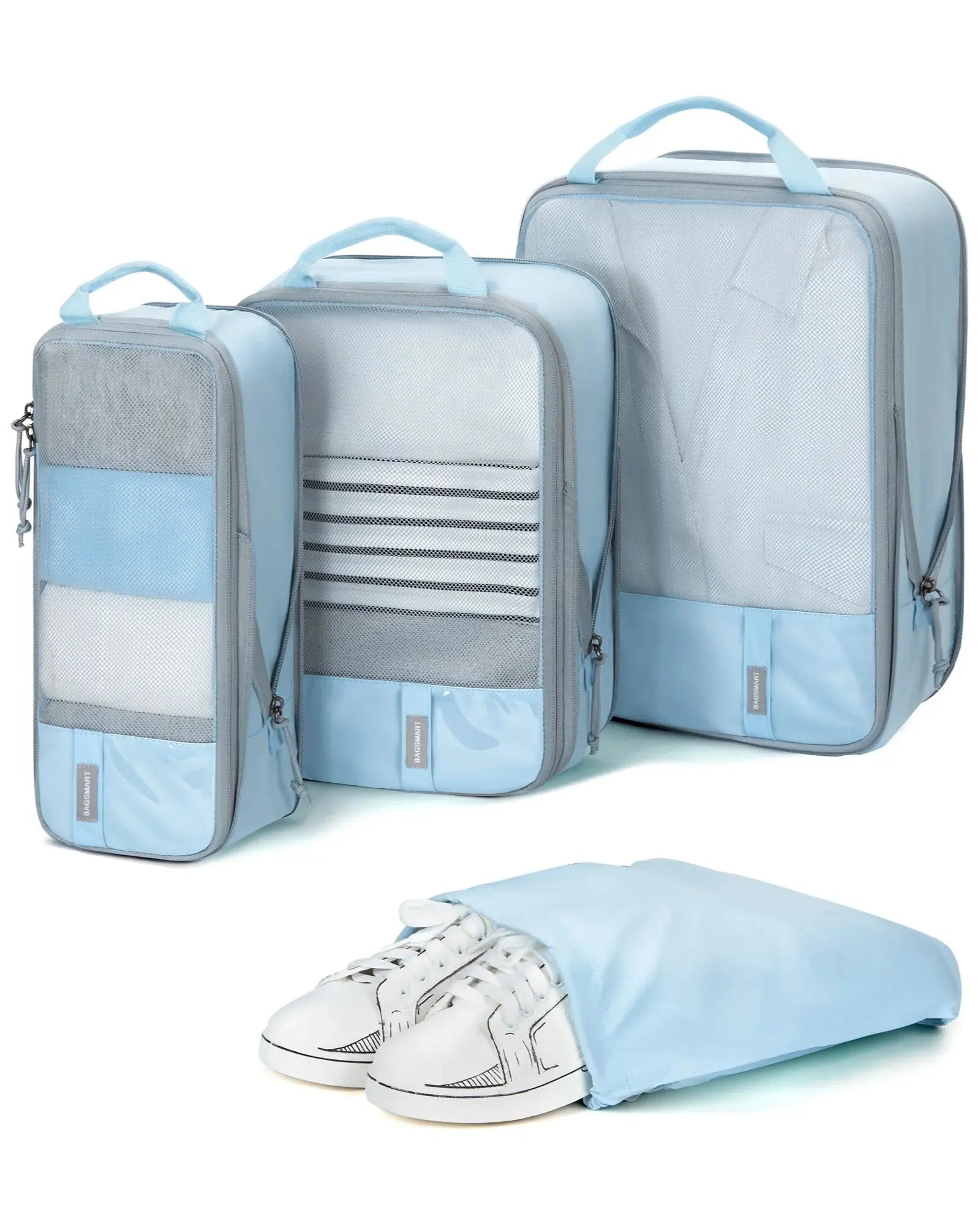 2-6 PCS Compression Packing Cubes BAGSMART Men Travel Expandable Luggage Organizer Carry on Luggage Packing Organizers for Women BAGSMART Official Store