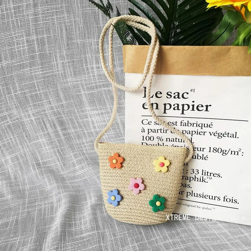 Summer Children's Straw Woven Messenger Bag Lovely Girls Small Coin Purse Handbags Baby Kids Mini Shoulder Bags Princess Wallet XTREME Design Store