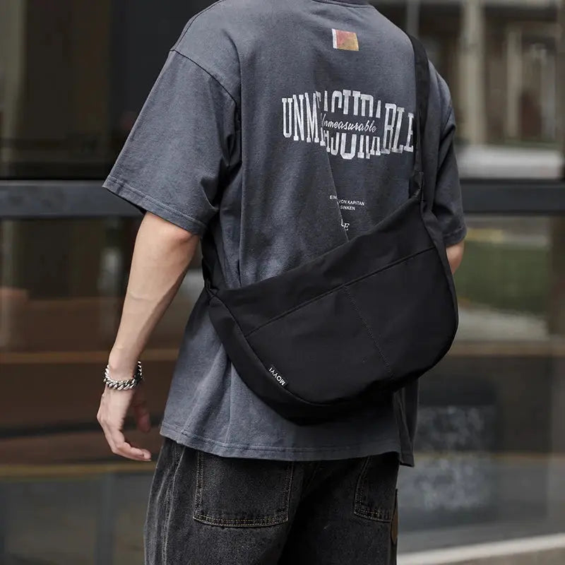 MOYYI Light Weight Minimalism Hobo Crossbody Bag Men Women Fashion Thin Banana Crescent Shoulder Bag Nylon Cross Body iPad Bag MOYYI Official Store