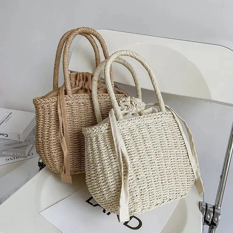 Women Summer Straw Rattan Woven Handbags Small Clutch Retro Ladies Basket Beach Bag Vacation Travel Shopping Totes Purse Bolsos Handmade Creation Bag Store