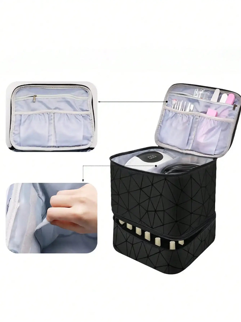 Women's Portable Double-layer Nail Polish Storage Bag Organizer Travel Essential Oil Storage Box Multi-function Storage Bag Zilla Bag Store