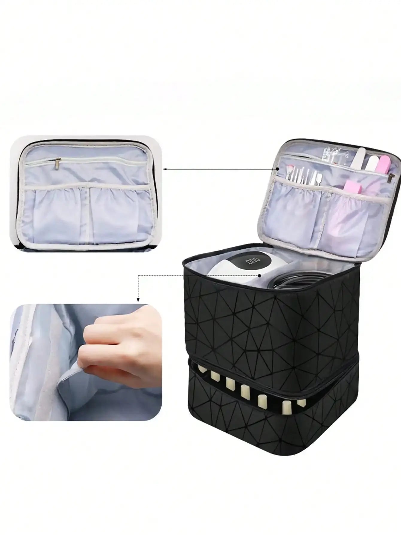 Women's Portable Double-layer Nail Polish Storage Bag Organizer Travel Essential Oil Storage Box Multi-function Storage Bag Zilla Bag Store