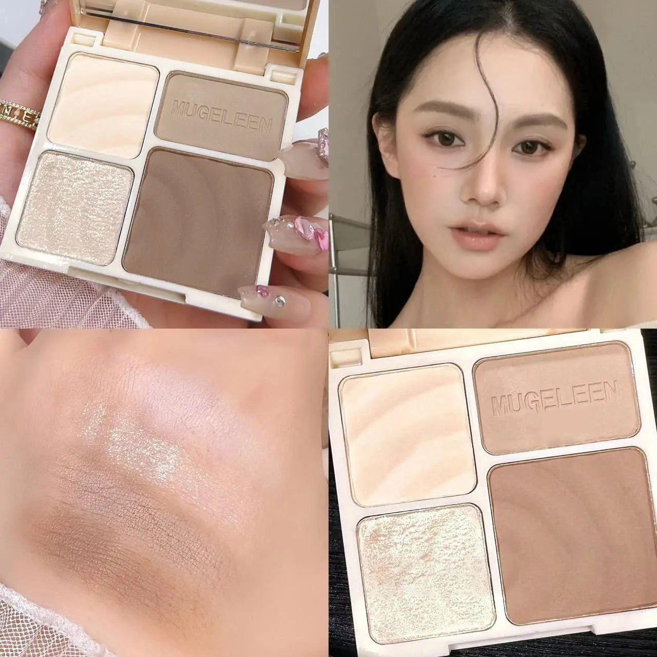 4 Colors Highlighter Contour 3D Facial Bronzer Cosmetic Brightening Beige Matte Highlights Palette Eye Shadow Nose Powder Makeup KEMZLA Store