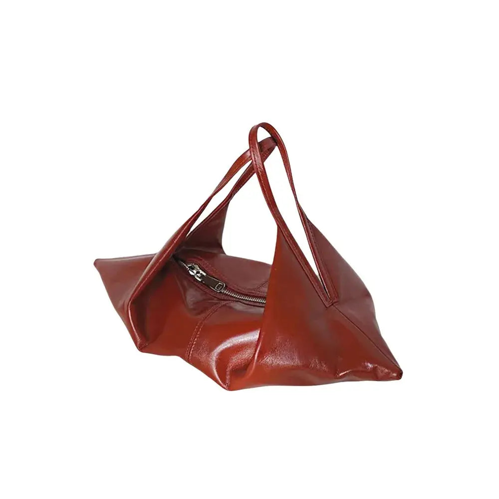 Soft Leather Croissant Crossbody Bag Commuting Vintage Lazy Style Shoulder Bag Korean Style Hobos Oil Wax Leather Handbag Travel LayLa Bag Store