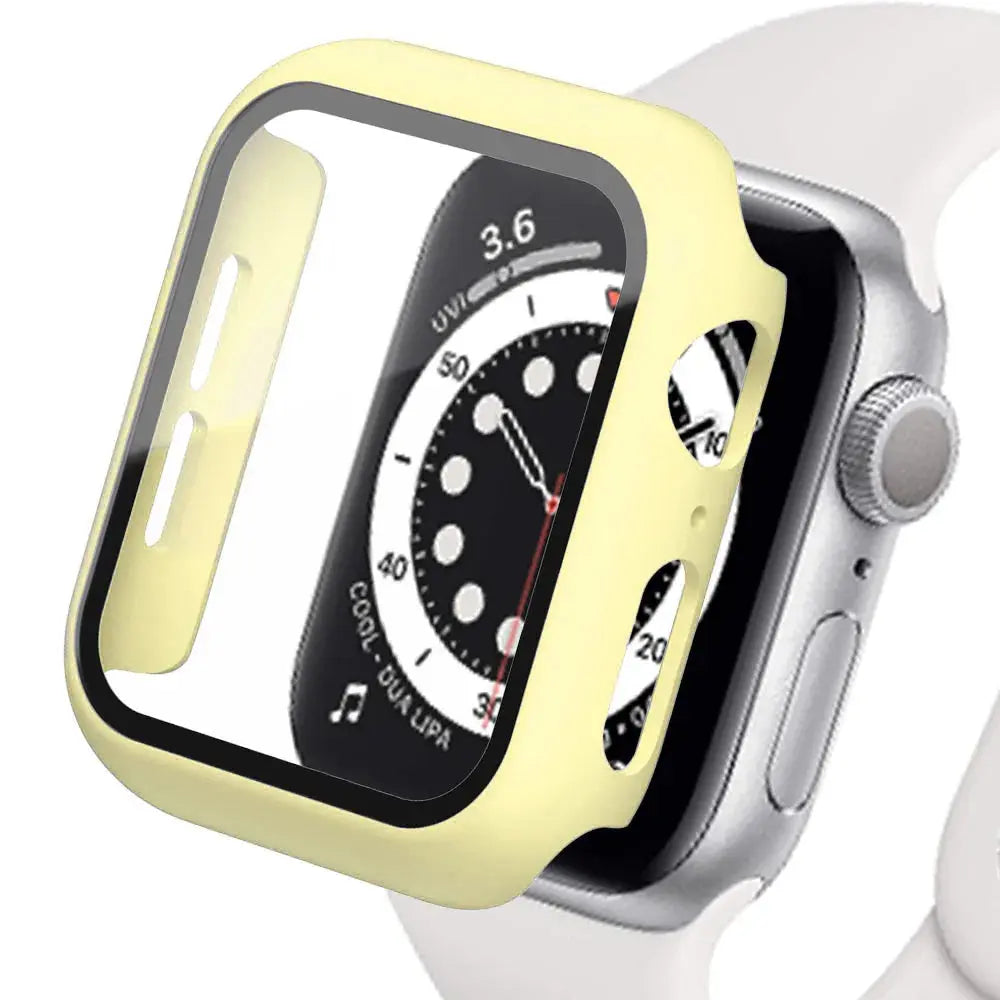 Tempered Glass+cover For Apple Watch Accessories 45mm 41mm 44mm 40mm 42mm Screen Protector Apple watch Case serie 9 4 5 6 SE 7 8 IWatch Bands Store