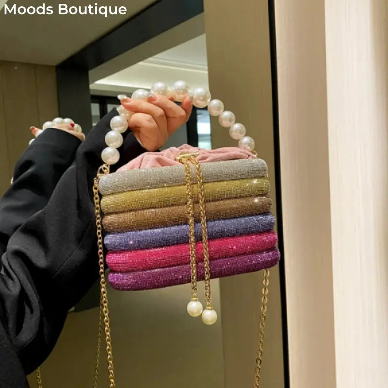 MOODS Luxury Evening Purses For Women Dazzling Pearl Beads Chain Crossbody Bag Dinner Party Clutch 2023 Luxury Designer Handbags The Moods Boutique Store