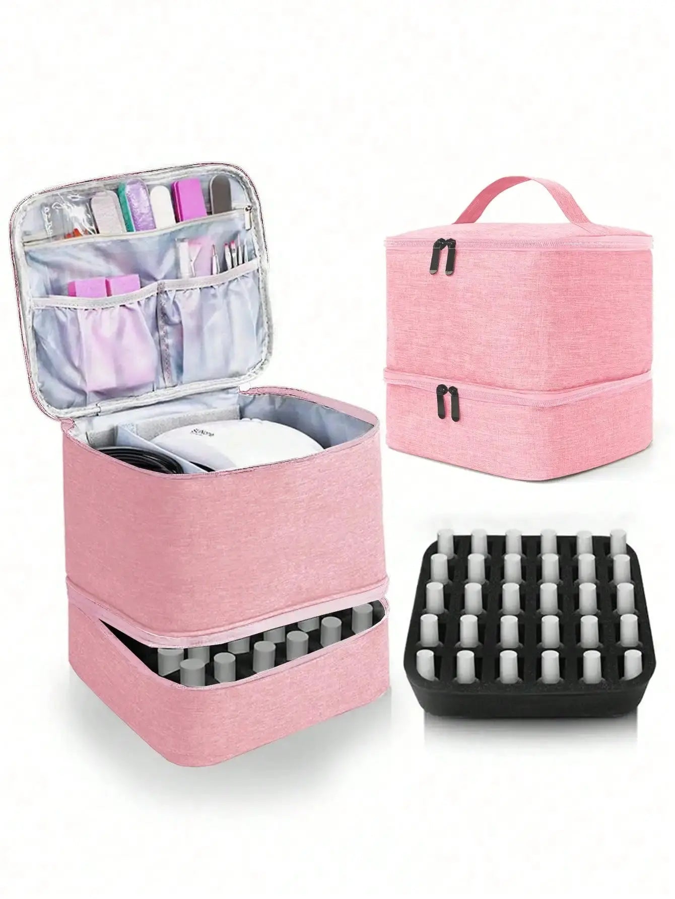 Women's Portable Double-layer Nail Polish Storage Bag Organizer Travel Essential Oil Storage Box Multi-function Storage Bag Zilla Bag Store