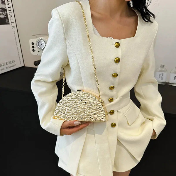 MOODS Luxury Golden Evening Bags For Women Wedding Dinner Party Chain Shoulder Cross Body Bag 2024 Designer Purses And Handbags The Moods Boutique Store