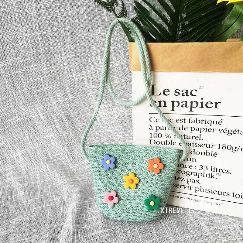Summer Children's Straw Woven Messenger Bag Lovely Girls Small Coin Purse Handbags Baby Kids Mini Shoulder Bags Princess Wallet XTREME Design Store
