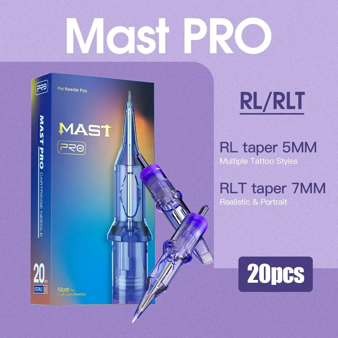 Mast Tattoo PRO Tattoo Cartridges RL/RLT Round Liner Disposable Safety Needles for Tattoo Machines 20pcs/lot Mast Tattoo Direct Store