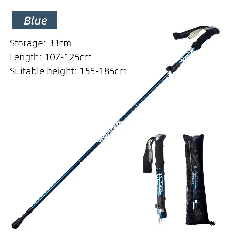 5 Section Outdoor Fold Trekking Pole Camping Portable Walking Hiking Stick For Nordic Elderly Telescopic Easy Put Into Bag 1 PCS PACOONE Camp Store