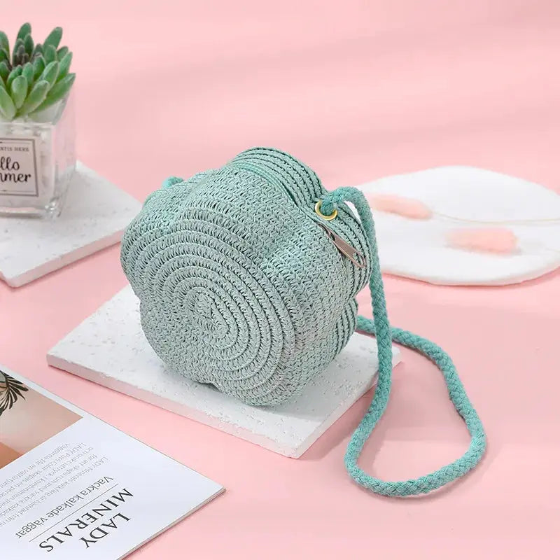 Summer Travel Children's Straw Shoulder Bags Flower Knitted Baby Girls Beach Coin Purse Seaside Cute Kids Woven Crossbody Bag CuteHana Store