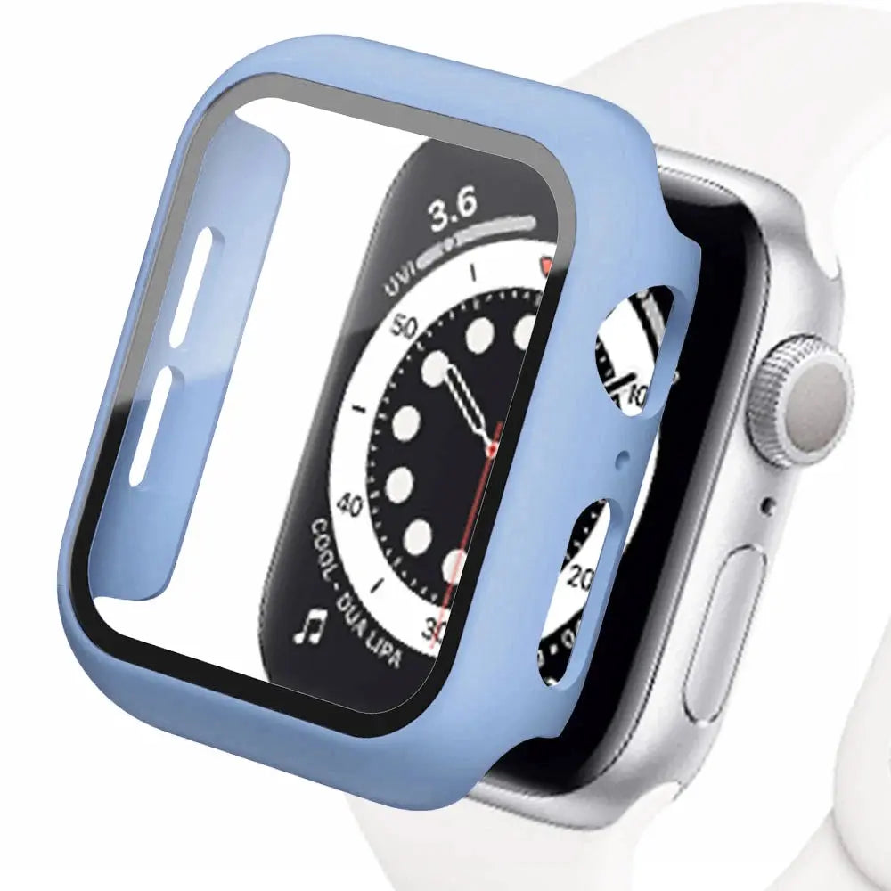 Tempered Glass+cover For Apple Watch Accessories 45mm 41mm 44mm 40mm 42mm Screen Protector Apple watch Case serie 9 4 5 6 SE 7 8 IWatch Bands Store