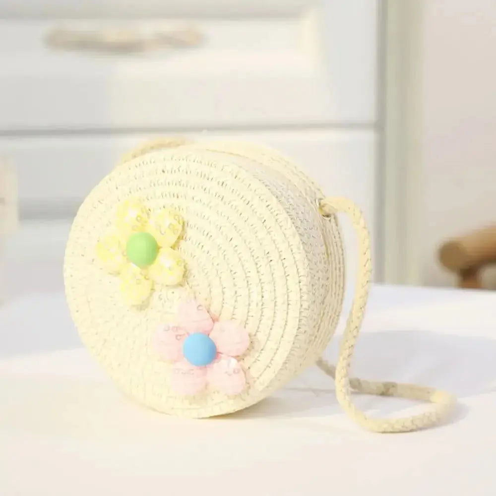 Children Straw Beach Bag Cute Heart Pattern Shoulder Bag Straw Crossbody Bag Handbag Baby Coin Purse Casual Messenger Bag Fashion Bags Store Store
